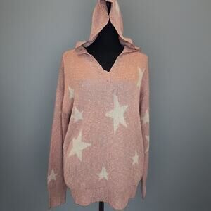 Lush Pink Hooded Stars Sweater